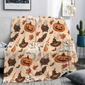 Halloween Blanket Ghost Pumpkin Skull Grey Holiday Decoration Throw Party Fleece Cozy Bedding For Bed Sofa Couch Travel Gift