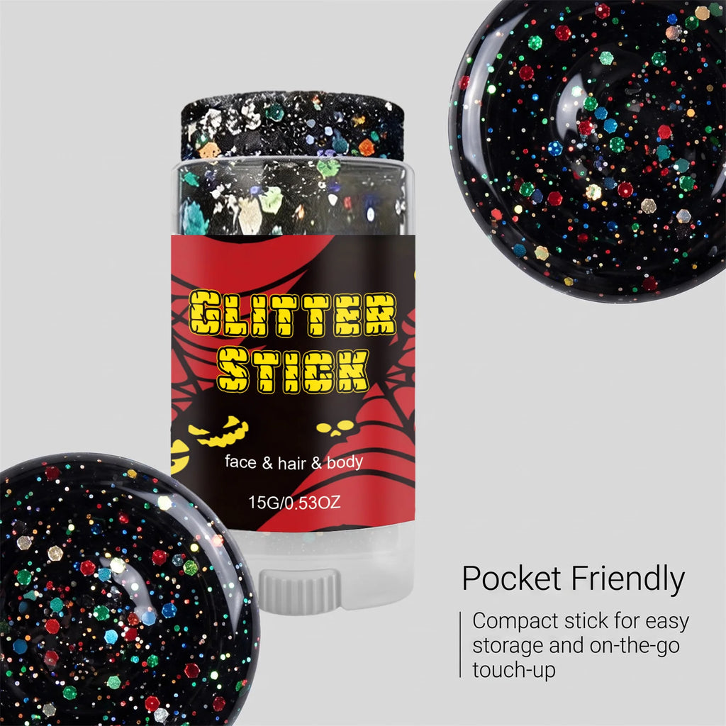 Body Facial Glitter Stick Sparkling Sequin Glitter Gel Stick Cosmetic Hair Glitter Festival Makeup for Halloween Christmas Party